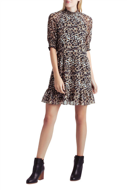 Kensie Animal Print Mock Neck Dress Multi X-Small 2