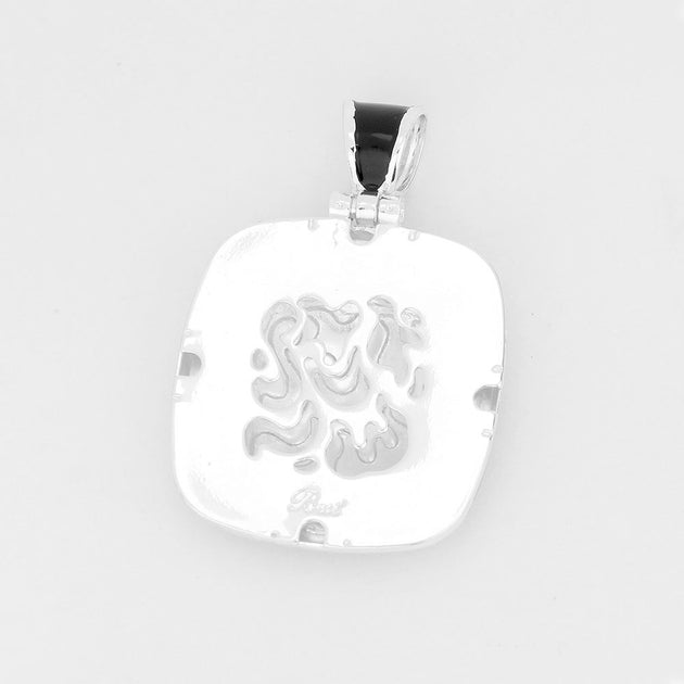 FASHNZFAB Patterned Metal Square Pendant Black 3