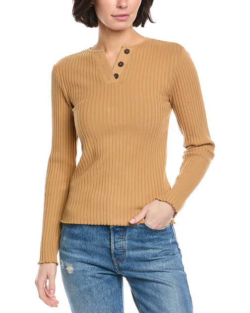 Vince Henley Rib Top Brown Large 2