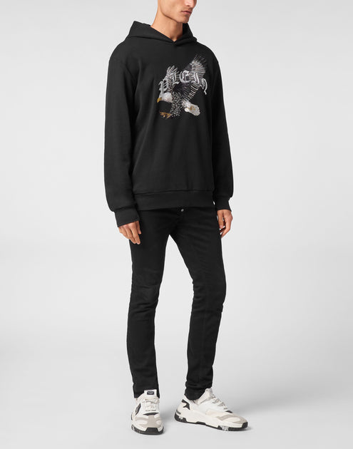 Philipp Plein Eagle Kapuzenpullover Schwarz Groß 3