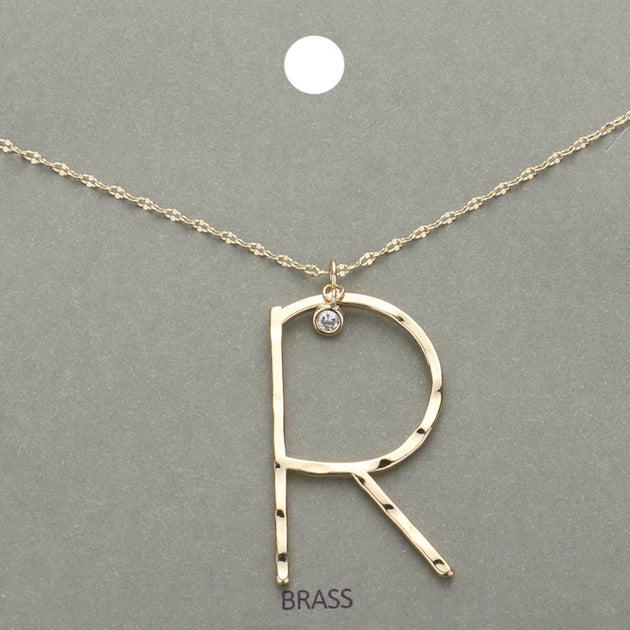 FASHNZFAB Initial Monogram Brass Pendant Necklace Silver 2