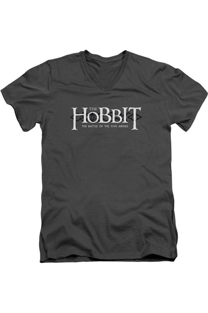 Gildan Hobbit Ornate Logo V-Neck T-Shirt Black Large 2