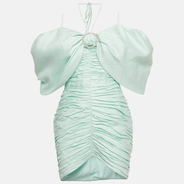 Rasario Ruched Off Shoulder Dress Light Green Medium 2