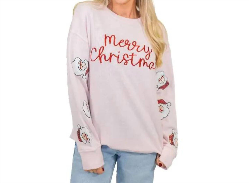 Jane Marie Merry Christmas Sweatshirt Pink Medium 2