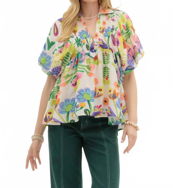 Entro Smocked Top Multi Medium 2