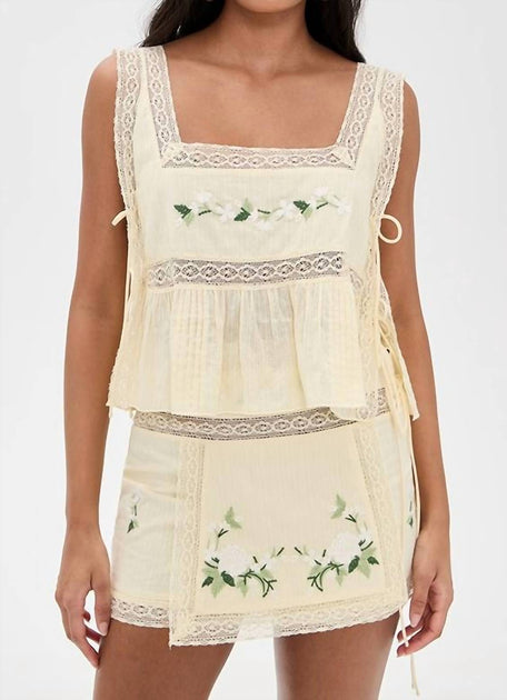 for Love & Lemons Jolene Besticktes Top Weiß Medium 2