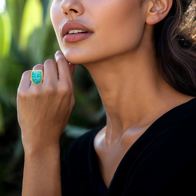 Ross-Simons Tagliamonte Blue Magnesite Mask Ring Blue US 8 3