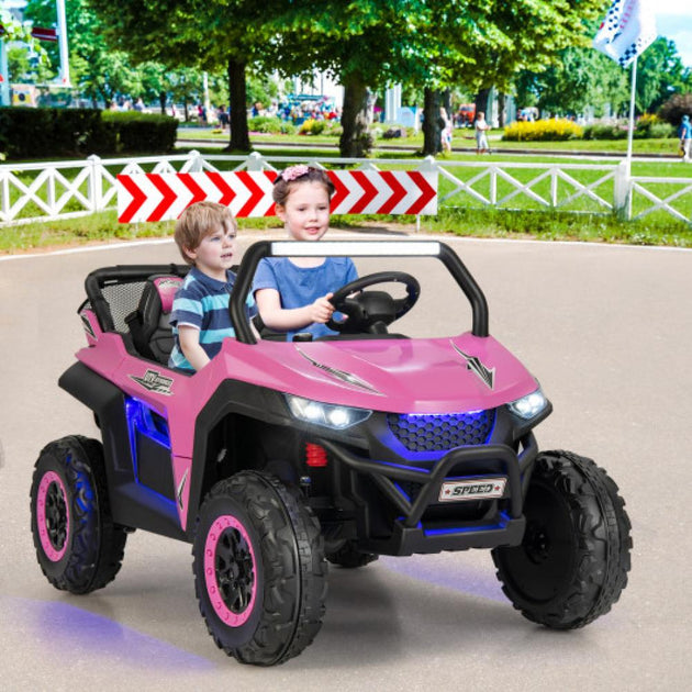 Hivvago 12V 2-Seater Kids Ride on UTV Pink 2
