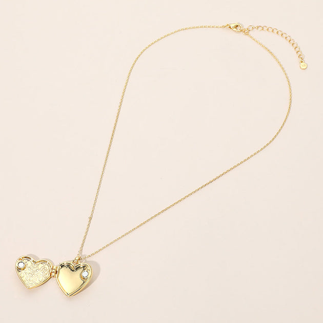 FASHNZFAB SECRET BOX Heart Locket Pendant Necklace Silver 3