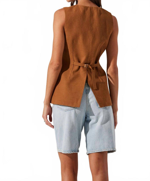 ASTR Sonja Asymmetrical Vest Brown Small 3