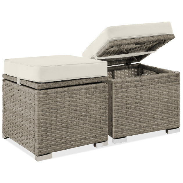 Best Choice Products Wicker Ottoman Set Brown 2