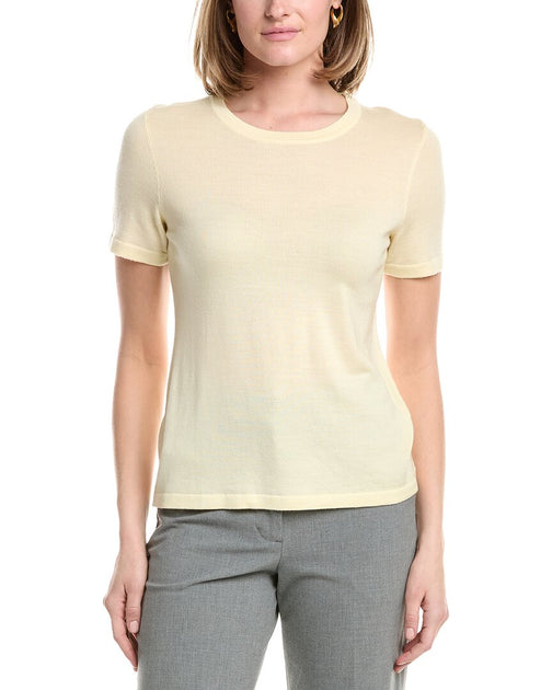 Anne Klein Luxe Merino Wool T-Shirt Whisper Yellow Small 2