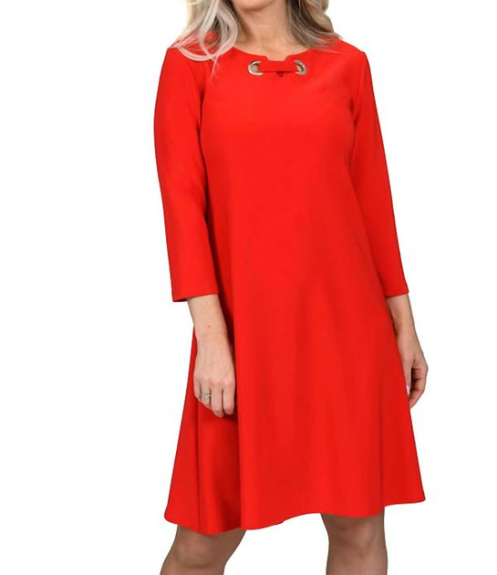SCAPA Three-Quarter Mini Dress Red Medium 2