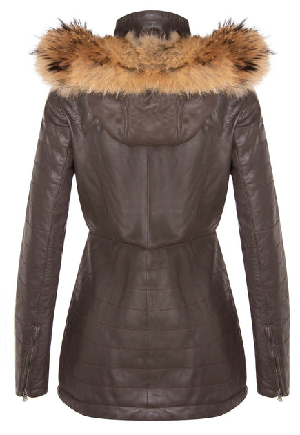 Infinity Curitiba Quilted Leather Parka Brown Medium 4