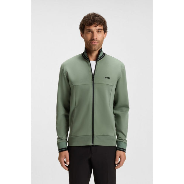 Boss Stripe-detail Zip-up Sweatshirt Green XLarge 4