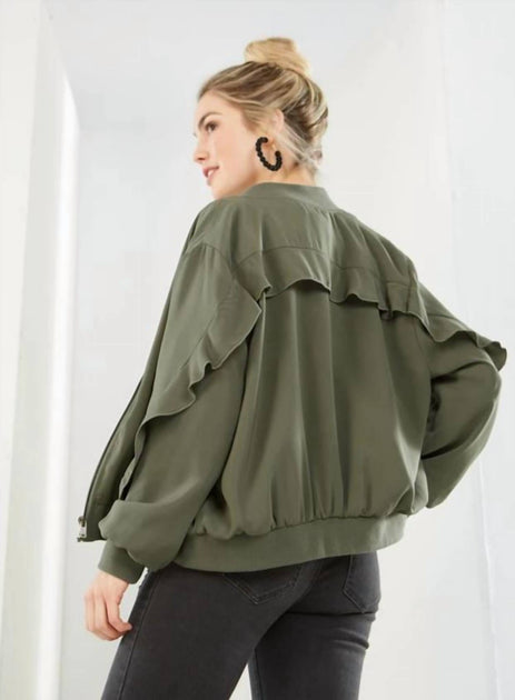 Mudpie Nolan Bomber Jacket Green Large 4
