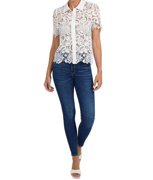 LOVE TOKEN Ainsley Lace Blouse White Small 2