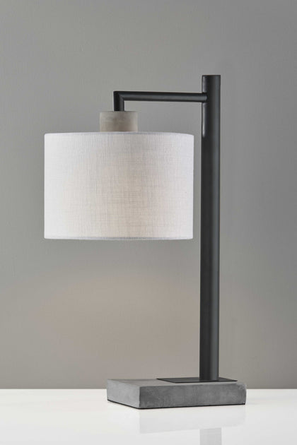 Lampe De Table MÃ©tallique Grise 23" Hivvago Avec Abat-Jour Empire Blanc 2