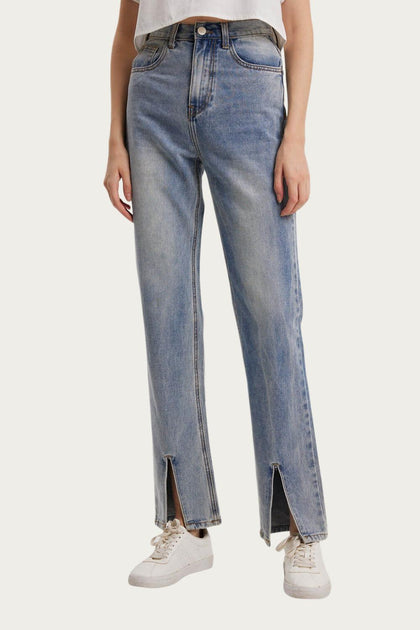 Gentle Herd High-Rise Split Hem Jeans Blue Small 2