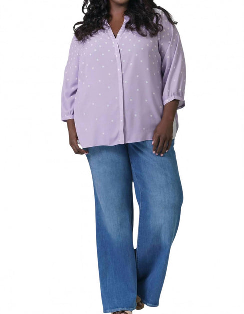 NYDJ Pintuck Button Down Blouse Purple Plus Size 1X 5