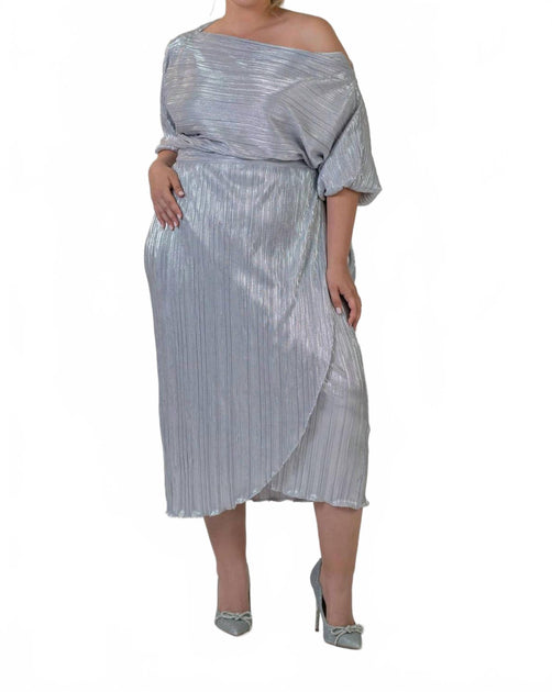 Never Fully Dressed Plisse Jaspre Wrap Skirt Silver Plus 4