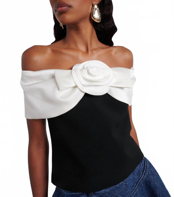 Self-Portrait Crepe Flower Top Weiß US 4 3