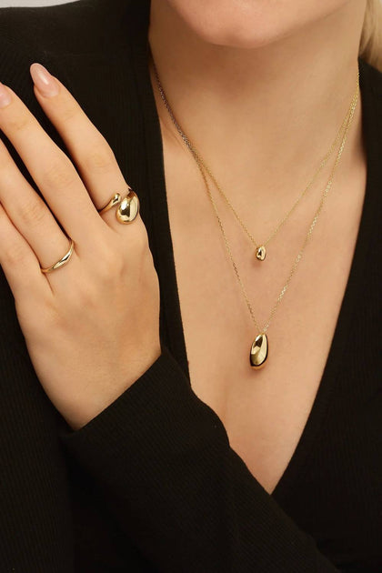 eklexic Harmony Pebble Pendant Necklace Gold One Size 4