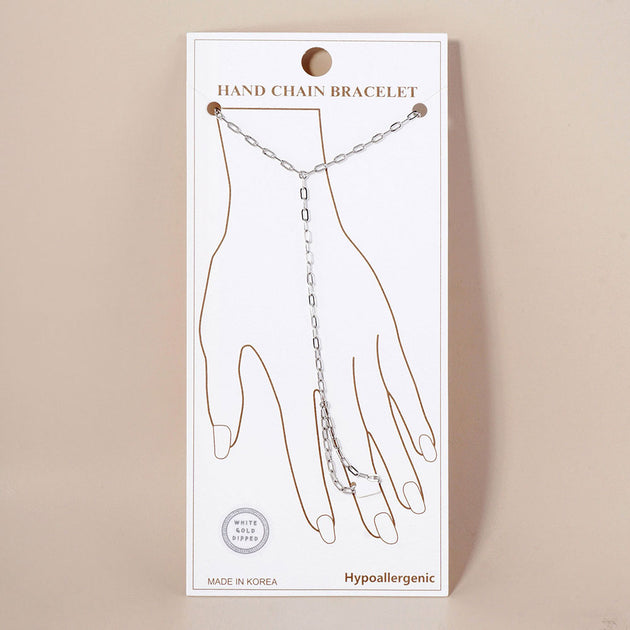 FASHNZFAB Paperclip Hand Chain Bracelet Silver 3