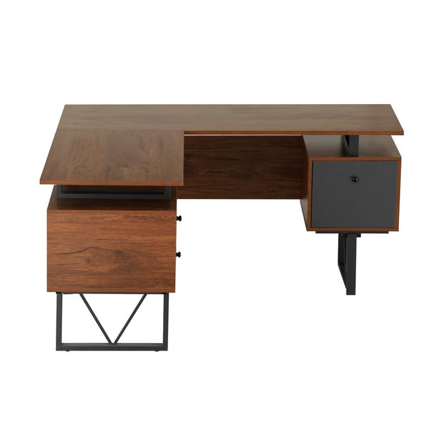 Techni Mobili Reversible L-shape Computer Desk, Drawers And File ...