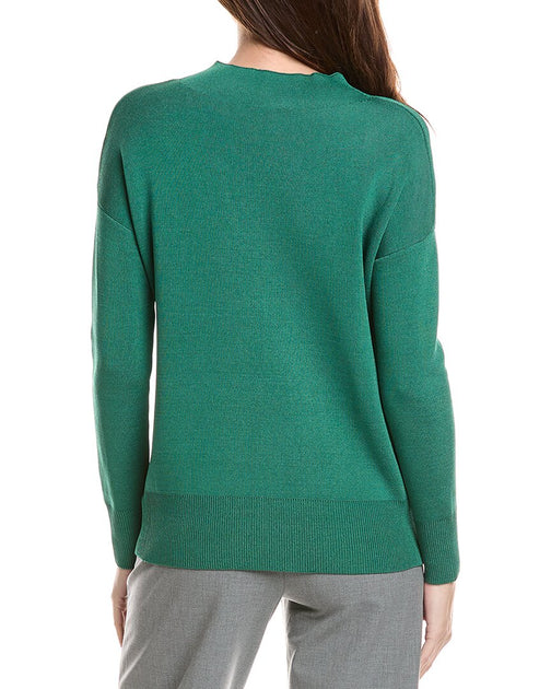 Lafayette 148 New York Relaxed Wide Stripe Sweater Vert XXL 3