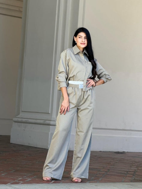 TRUEDAMES Striped Two-Piece Set Green Medium 4