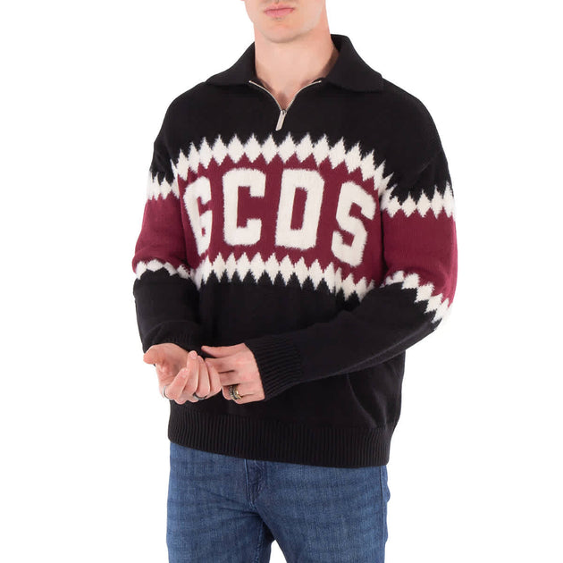 Pull Polo à Motifs Argyle GCDS Noir Medium 2
