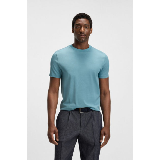 Boss Geometric-jacquard T-shirt Blue Small 4