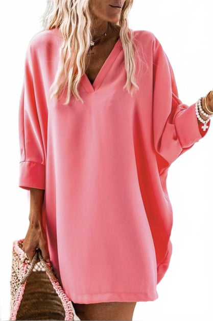 Pretty Bash Dolman 3/4 Arm Shift Kleid Pink Small 3