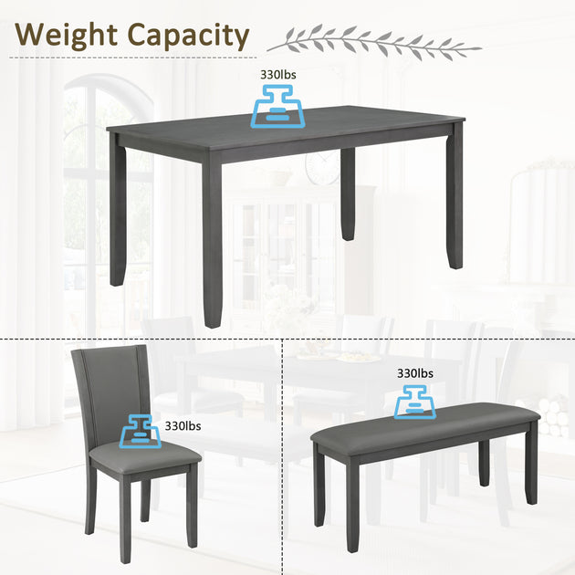 Streamdale 6-Piece Grey Dining Table Set 4