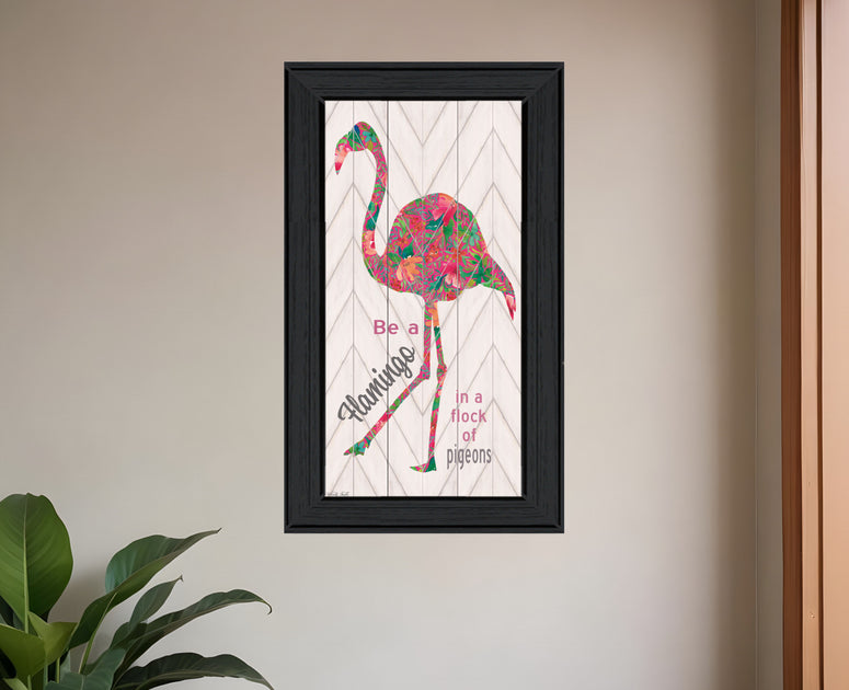 Hivvago Be A Flamingo Framed Print Wall Art Black 20in 4