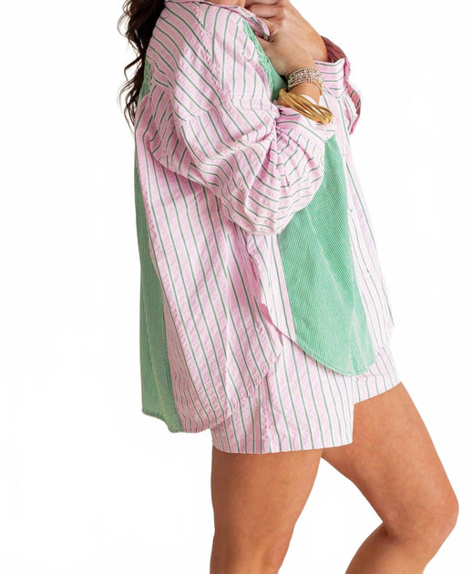 Peach Love Short And Button Up Set Purple Large 3