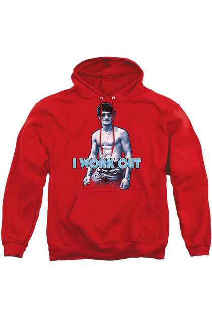 Gildan Bruce Lee Lee Works Out Hoodie Red Large 2