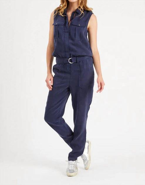 Etienne Marcel Utility Sleeveless Jumpsuit Blue Small 3