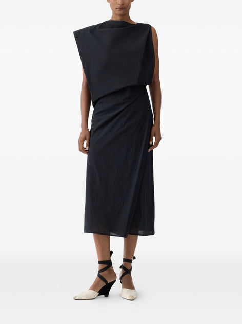 Jacquemus Asymmetrical Draped Midi Dress Black EU 42 3