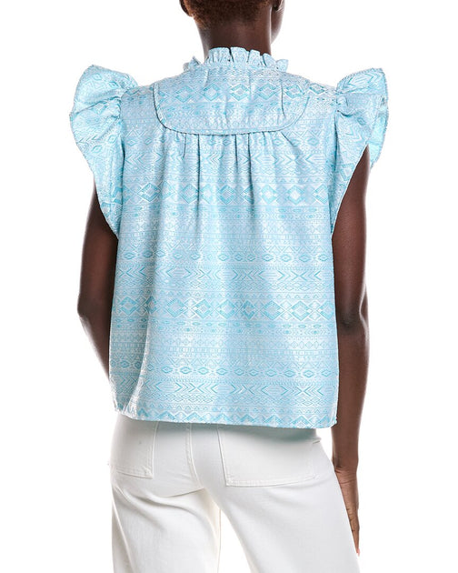 Sail to Sable Ruffle Sleeve Top Green XSmall 3