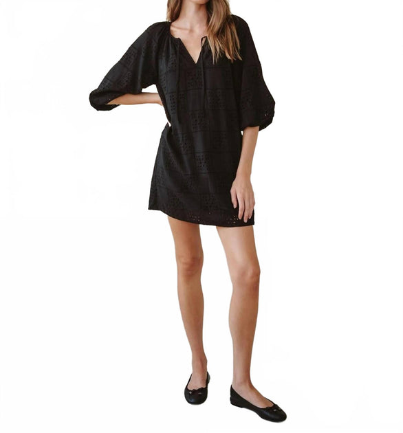 Bella Dahl Pullover Puff Sleeve Dress Black Medium 2