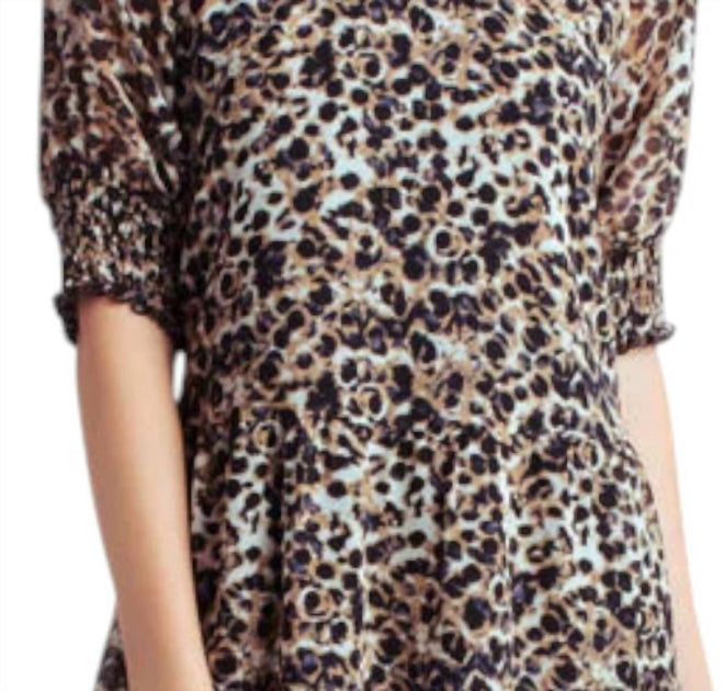 Kensie Animal Print Mock Neck Dress Multi X-Small 3