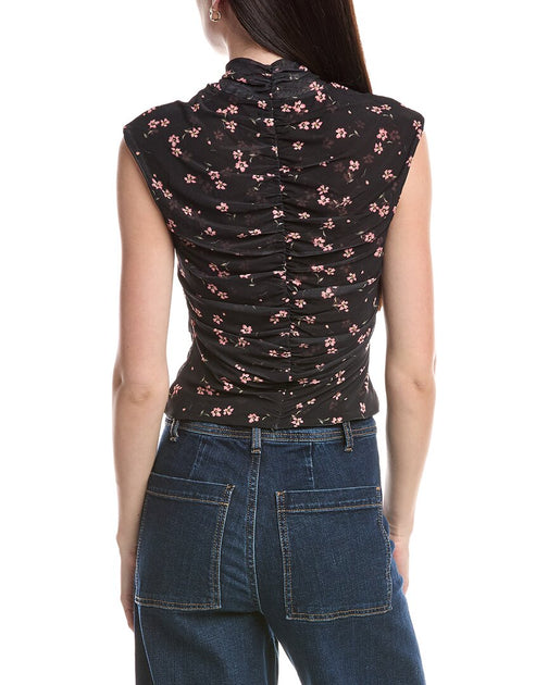 AFRM Jolie Ruched Mock Neck Top Black Small 3