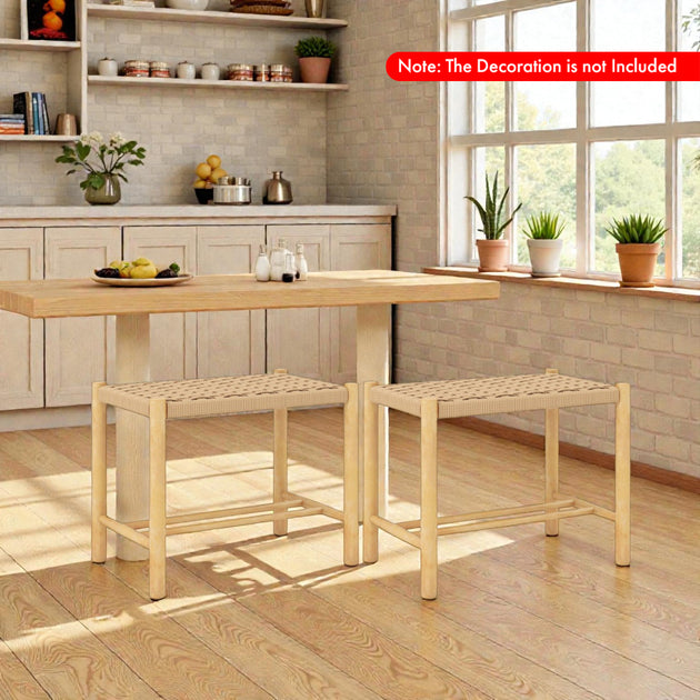 Hivvago 18 Inch Dining Stools Natural/Set of 2 3
