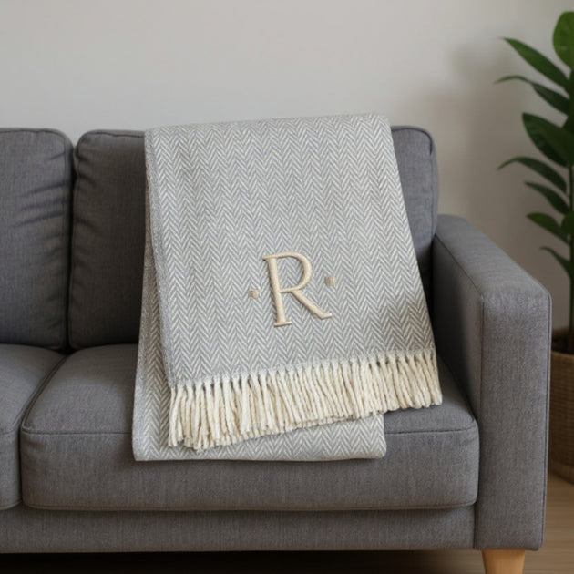 Hivvago Initial R Throw Blanket Gray/White 55x70 3
