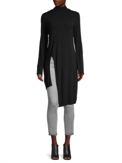 BCBGeneration Asymmetric Rayon Turtleneck Top Black XS 2