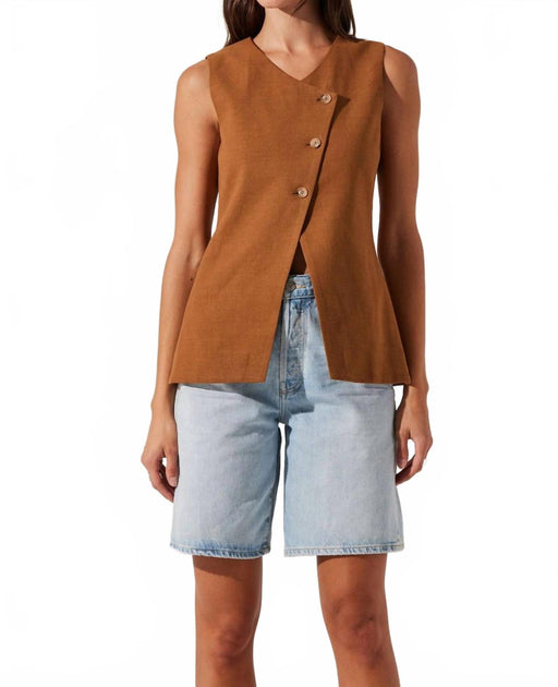 ASTR Sonja Asymmetrical Vest Brown Small 2