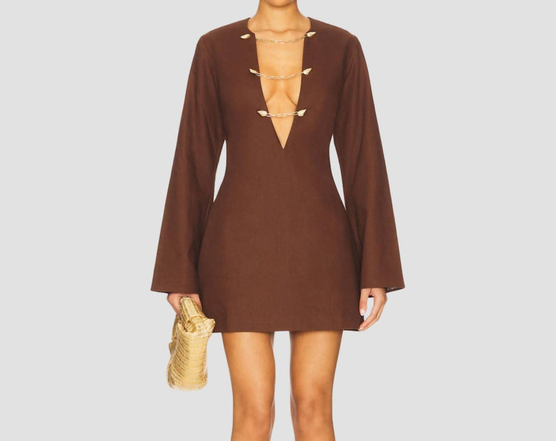 Shani Shemer Soraya Mini Kaftan Brown Small 2