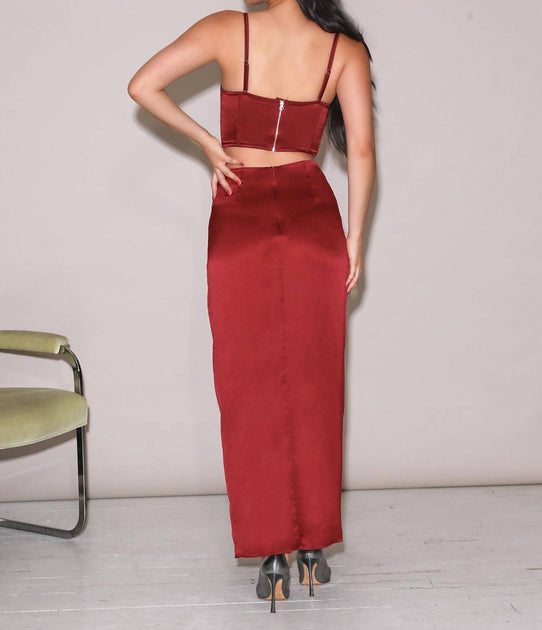 Fleur Du Mal Silk Twist Knot Skirt Brown Large 4
